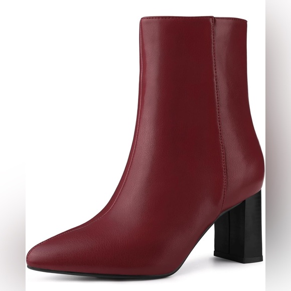 Allegra K Shoes - Allegra k women’s pointy toe side, zip chunky heel ankle boots